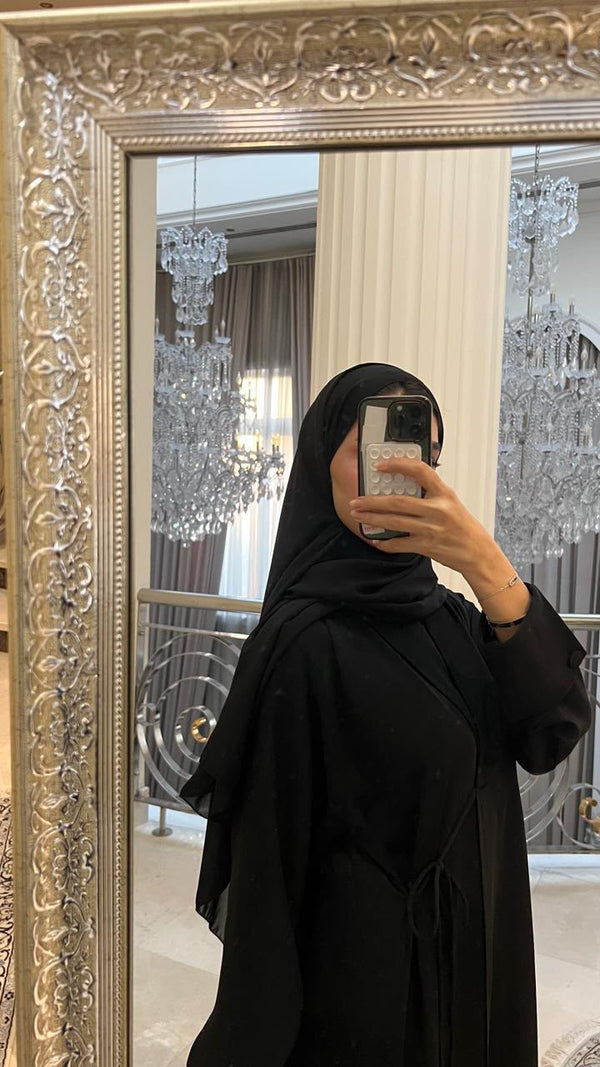 Black Ribbon Abaya — Effortless Elegance, Beautifully Tied