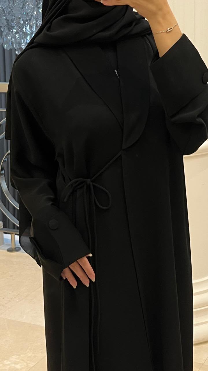 Black Ribbon Abaya — Effortless Elegance, Beautifully Tied